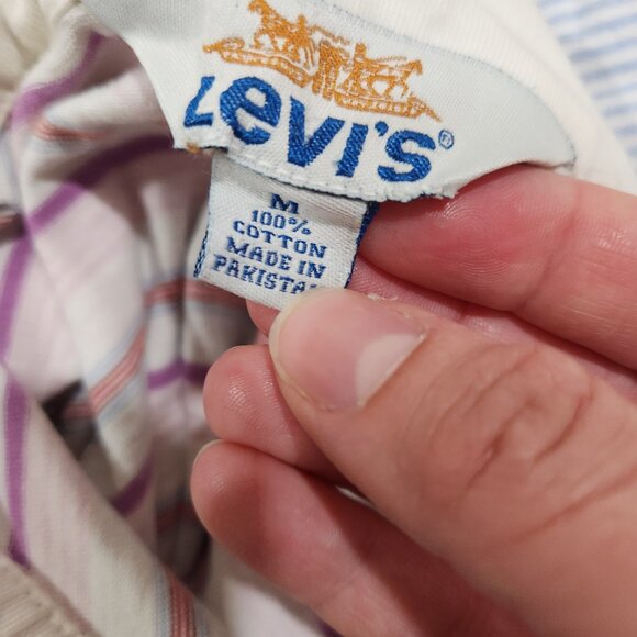 Men's Levi's White and purple striped polo size medium - Picture 2 of 4